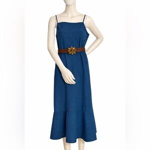 Uniqlo Hana Tajima Blue Minimalist Midi Dress 100% Cotton Size S